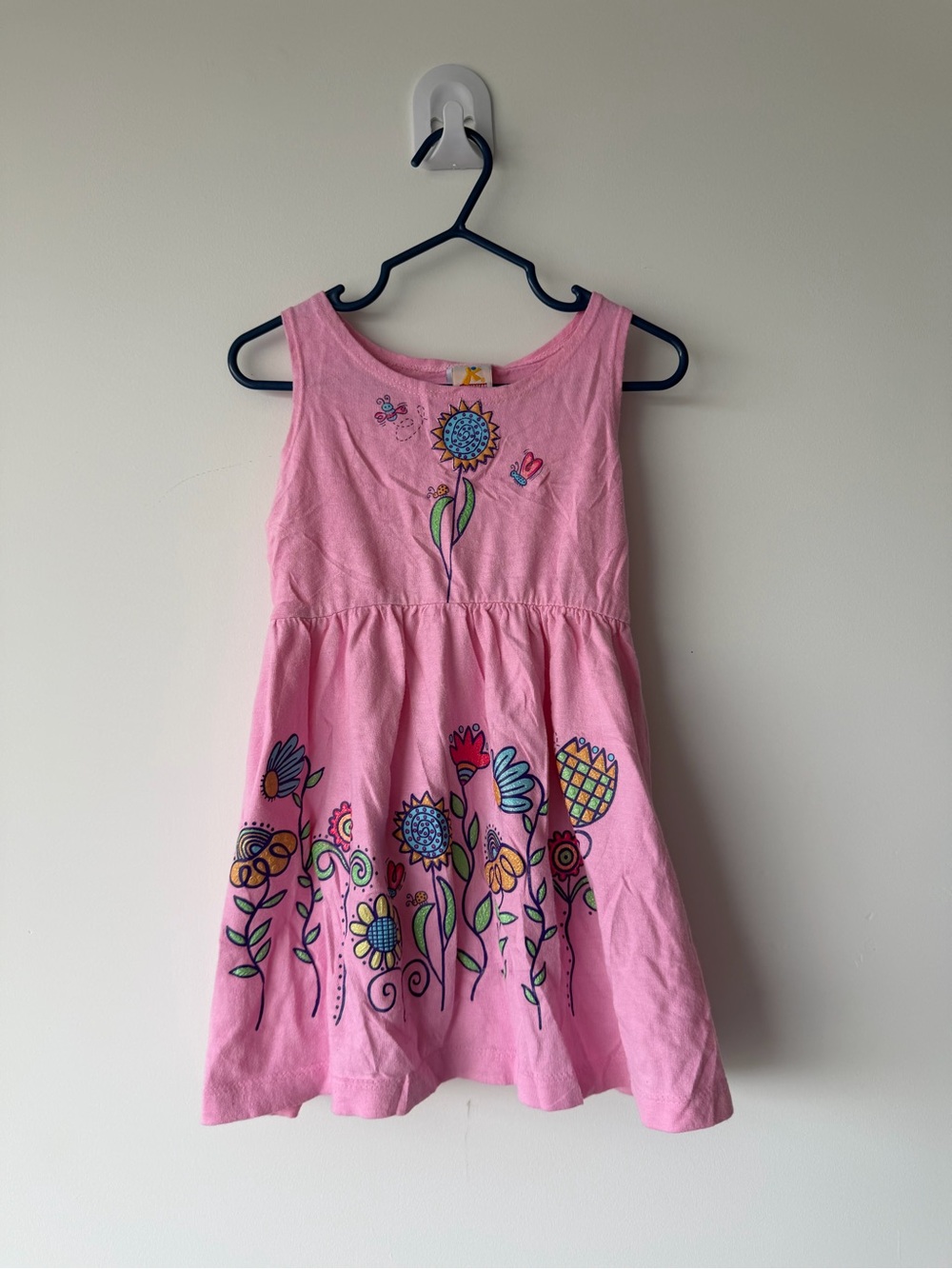 Vintage Kinder Gear Pink Dress w Sparkly Flower Graphics Size 3X Girls